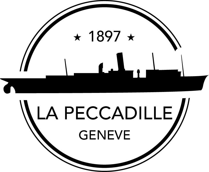 Logo La Peccadille Genève noir et blanc avec skyline
